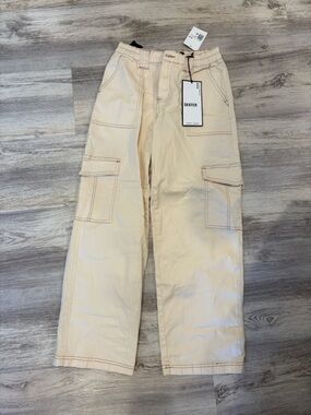 Forever 21 Cream Cargo Skater Pants